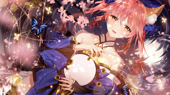 Anime girl with fox ears and tail