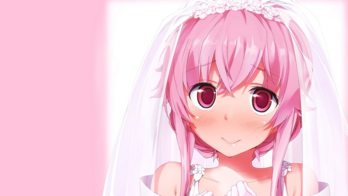 Gasai Yuno from Mirai Nikki in bridal veil
