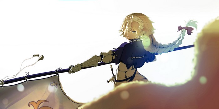 Jeanne d'Arc from Fate Series holding a flag