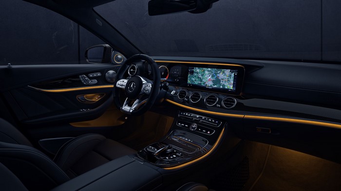 Mercedes-AMG E 63 S car interior with ambient lighting