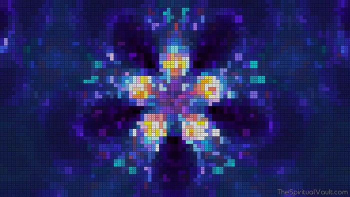 Abstract digital art of a colorful flower made of LEGO bricks