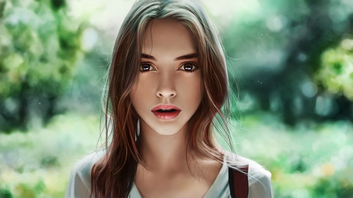 Artwork of a young woman with brown hair