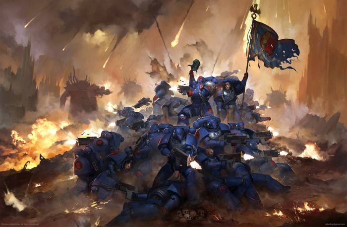 Warhammer 40,000: Crimson Fists Space Marines in Battle