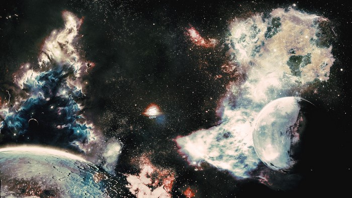 Space art with planets and nebulae