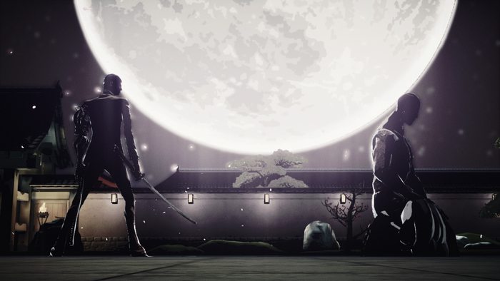 Killer is Dead: Warrior with Katana under the Moon