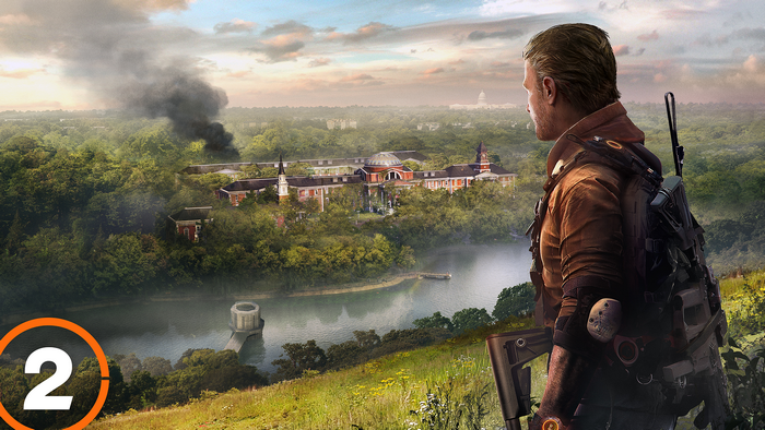 The Division 2 character overlooking a destroyed city