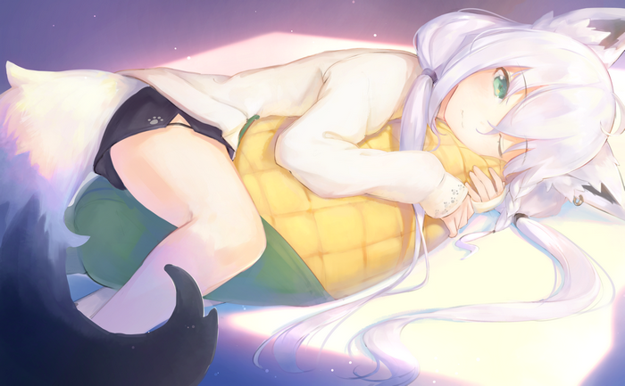 Shirakami Fubuki from Hololive lying down