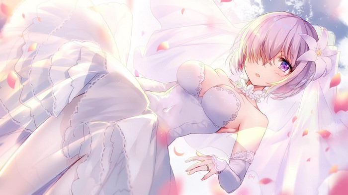 Mash Kyrielight from Fate/Grand Order in a wedding dress