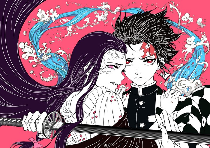 Kamado Tanjiro and Kamado Nezuko from Demon Slayer