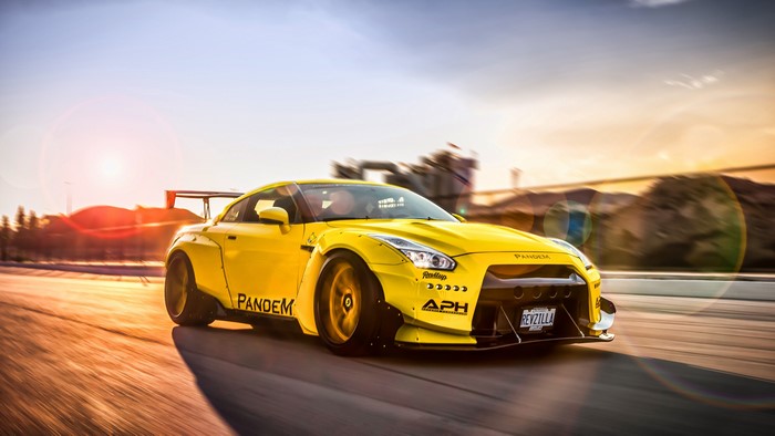 4K Yellow Nissan GT-R with Pandem Body Kit