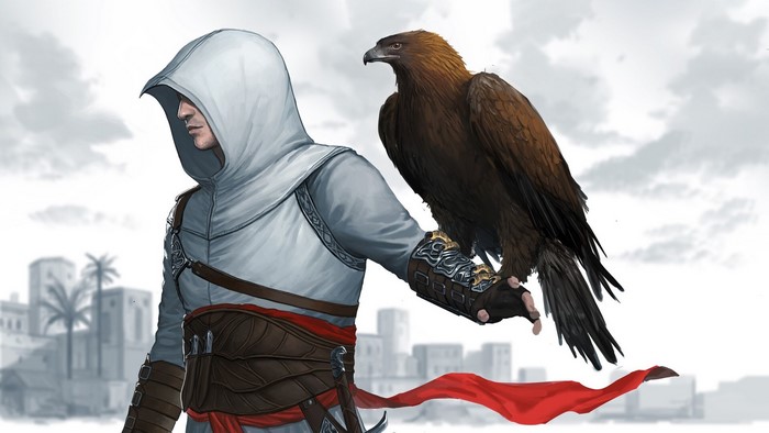 Assassin's Creed character with a golden eagle