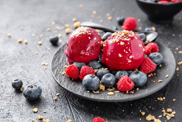 Berry sorbet with blueberries and raspberries