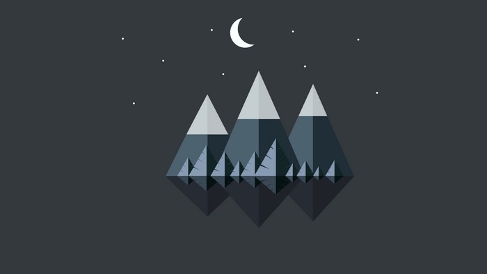 Minimalist Mountains and Moon 4K