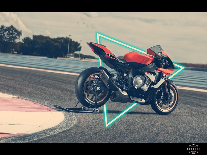 Yamaha YZF R1 motorcycle on a race track