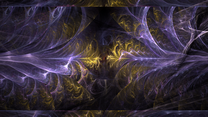Dark abstract fractal with gold and purple patterns