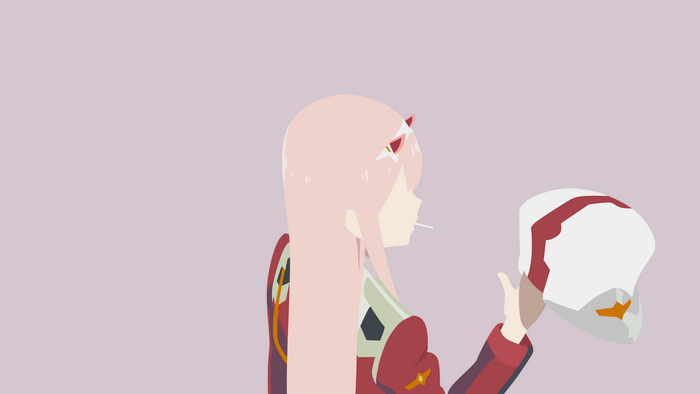 Zero Two from Darling in the FranXX holding a helmet