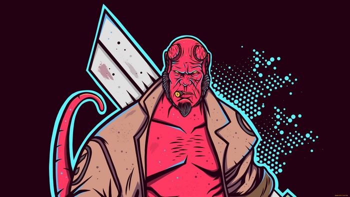 Hellboy with a cigar and sword