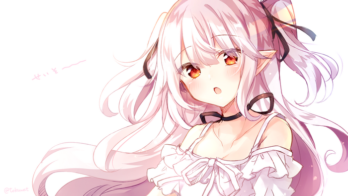 Anime girl with white hair and red eyes