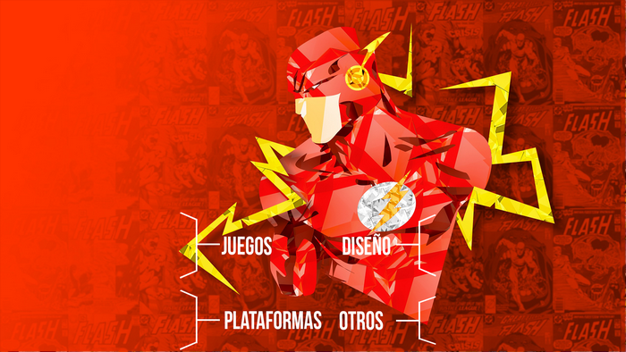 The Flash comic book art with text
