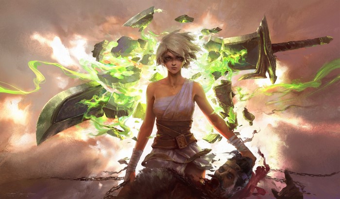 Riven from League of Legends with a broken sword