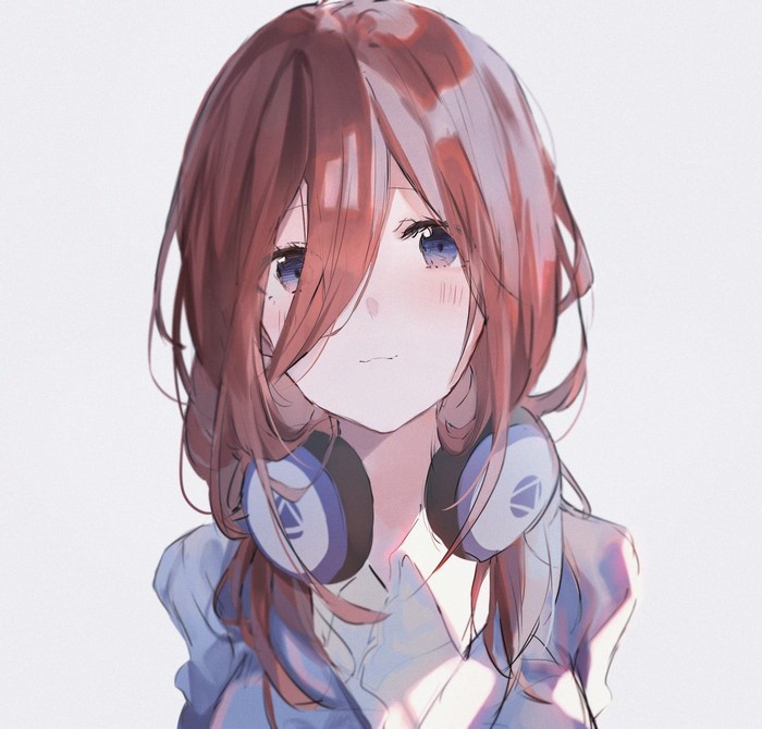Nakano Miku from 5-toubun no Hanayome with headphones
