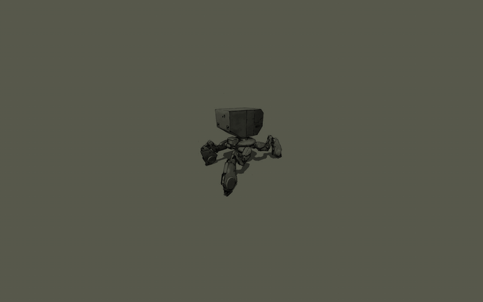 Minimalist artwork of a three-legged robot