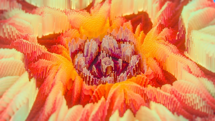 3D Abstract Pixel Sorted Flower Render