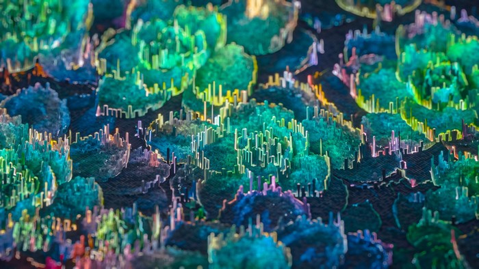 Pixel sorted abstract 3D render