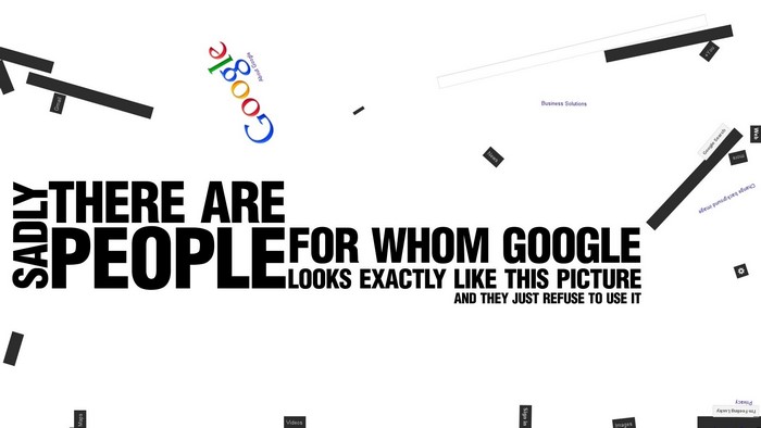 Google typography with a message about its users