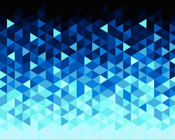 Abstract geometric pattern of blue and cyan triangles