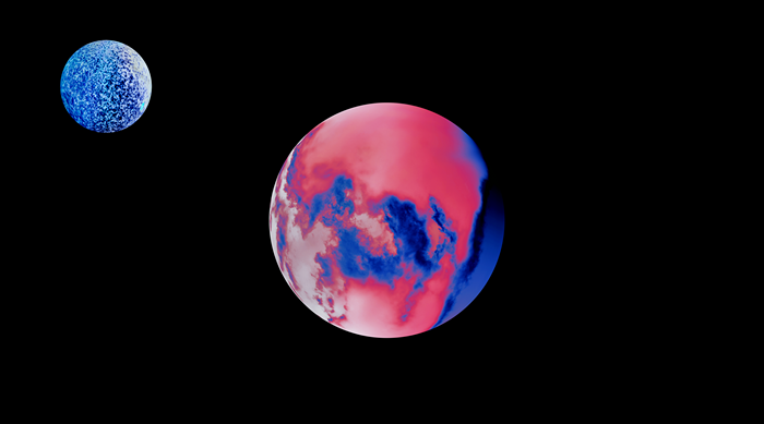 4K abstract space art with planets