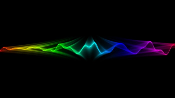 Colorful sound wave spectrum on black background