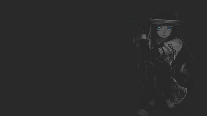 Anime girl with katana and blue eyes
