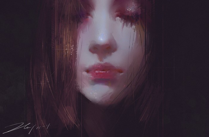 Digital art painting of a woman's face
