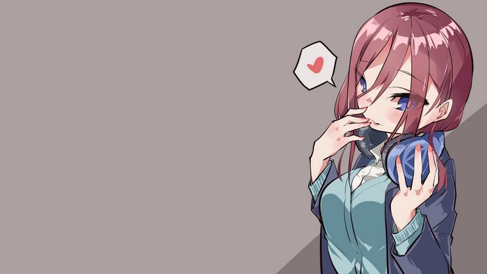 Miku Nakano from The Quintessential Quintuplets with headphones