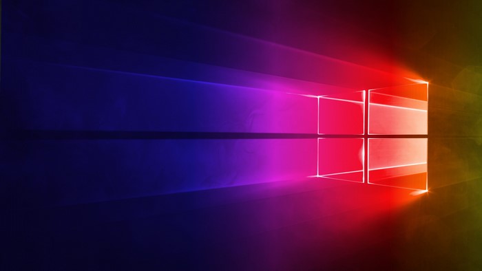 Windows 10 logo with colorful light streaks