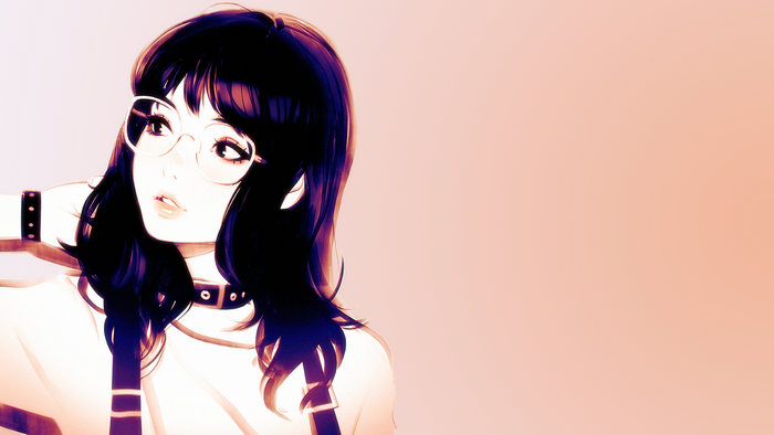 Girl with glasses and choker by Ilya Kuvshinov