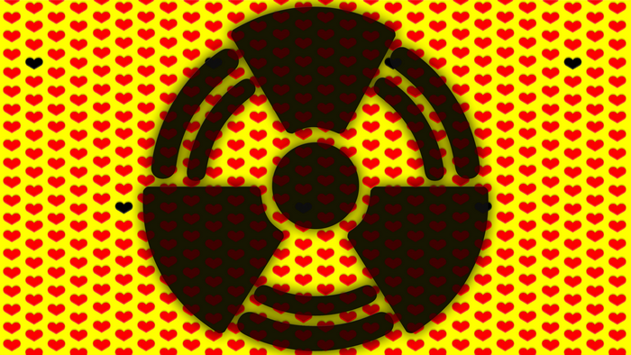 Radioactive symbol with hearts