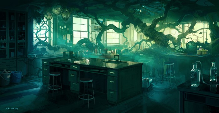 Laboratory overgrown with trees by Andreas Rocha