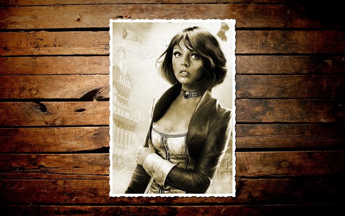 Elizabeth from BioShock Infinite in sepia tone