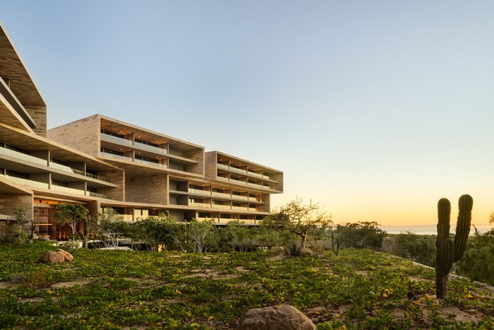 Modern architecture in Mexico with desert landscape