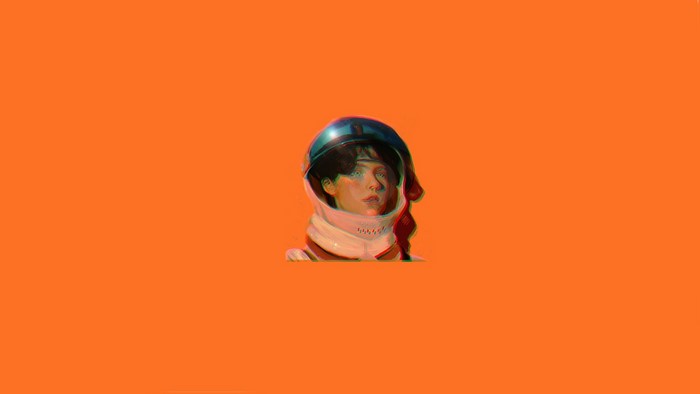 Artwork of a person in a space helmet