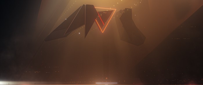 Abstract 3D render with glowing triangle