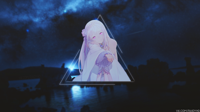 Emilia from Re:Zero in a triangle frame