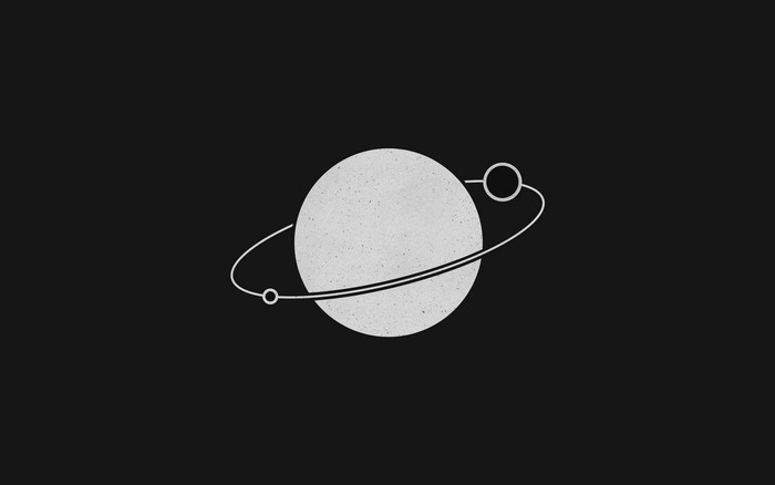 Minimalist planet with rings and moons