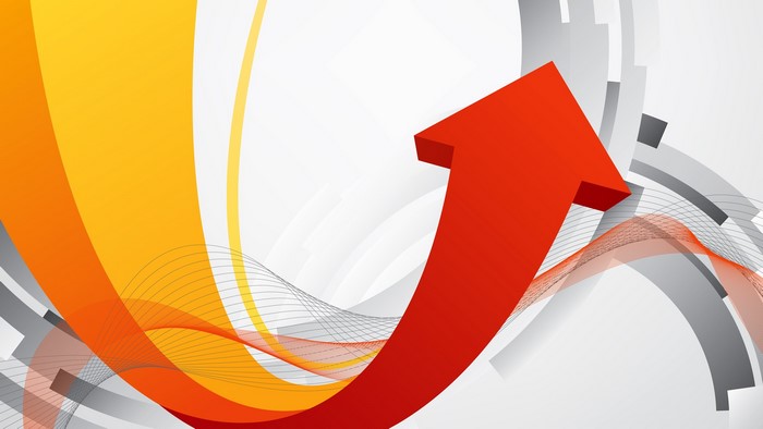 Abstract Red Arrow and Orange Waves