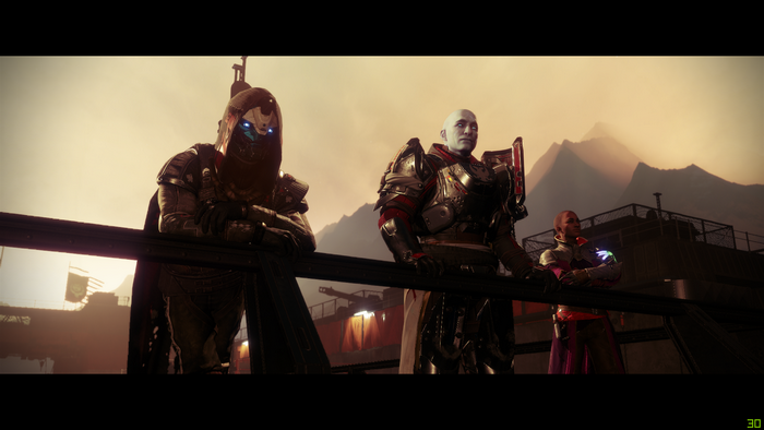 Guardians from Destiny 2 standing on a platform