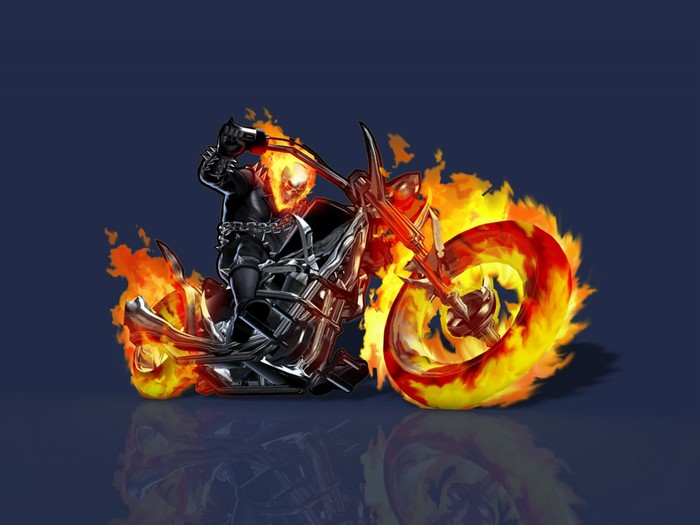 Ghost Rider on a flaming motorcycle