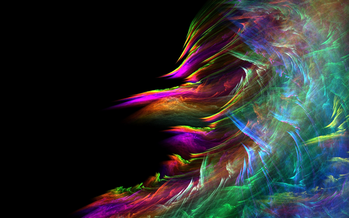 Abstract colorful fractal light streaks