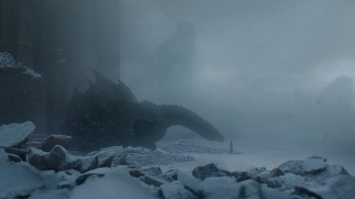 Jon Snow and a dragon in Game of Thrones